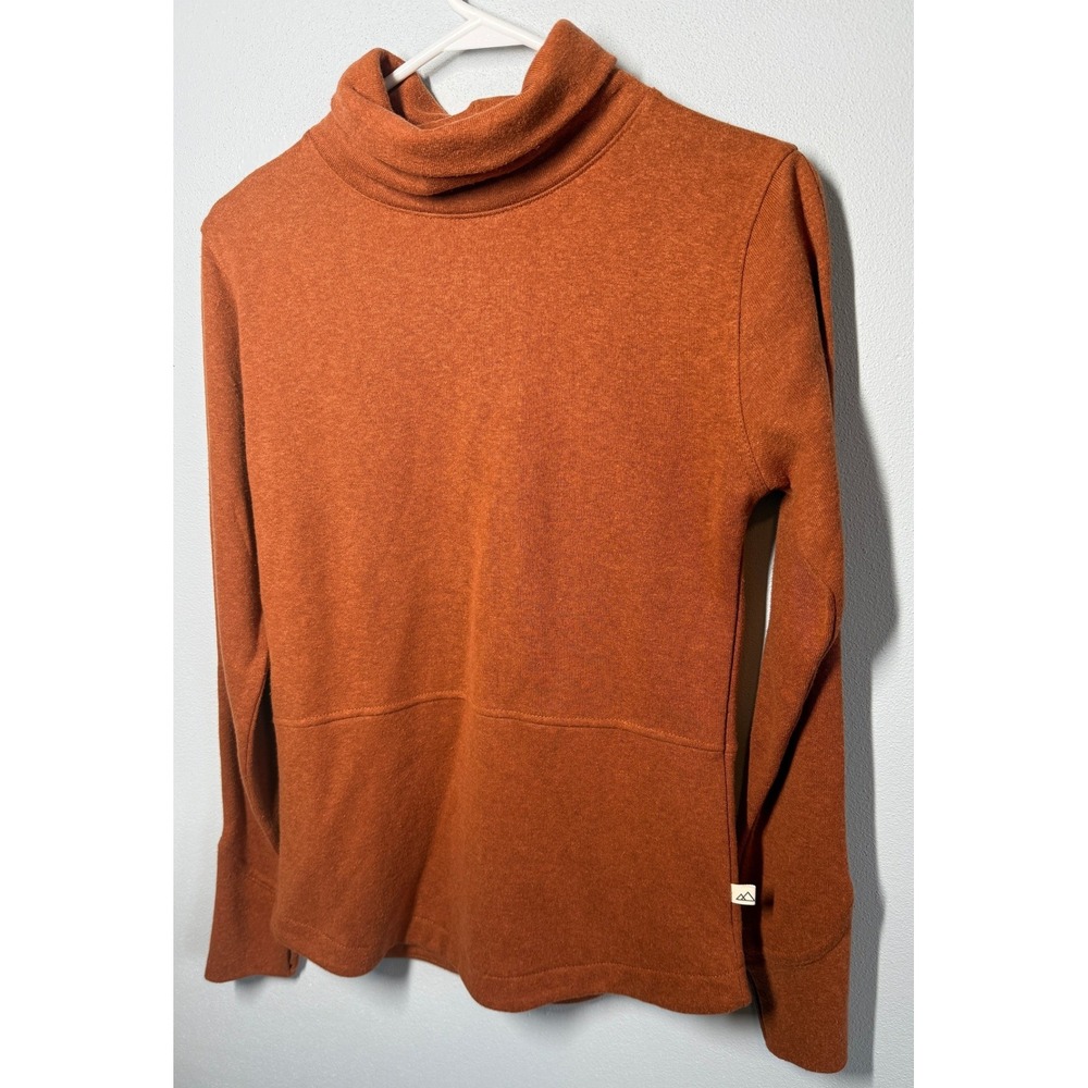 NWT Wild Rye Womens Orange Cowl Neck Knit Pullover Thumbholes Sz 0 Activewear